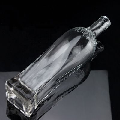 750 ml Super Flint Round Shoulder Square Based Rum Vodka Liquor γυάλινο μπουκάλι με φελλό
